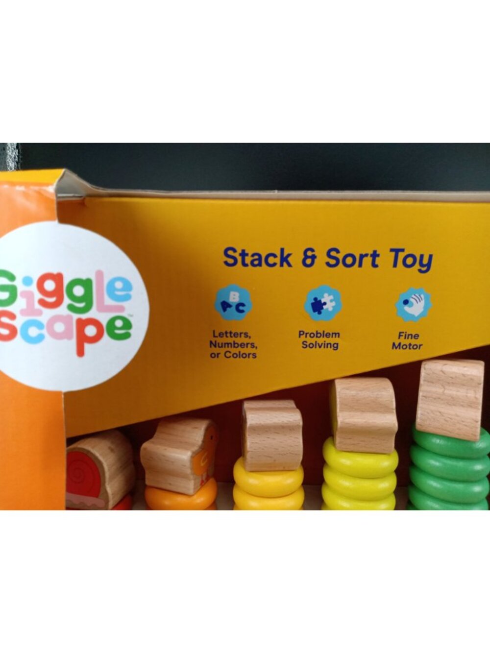 Giggle Scape Stack & Sort Wooden Toy For Kids 2+ Letters Colors - Picture 5 of 6